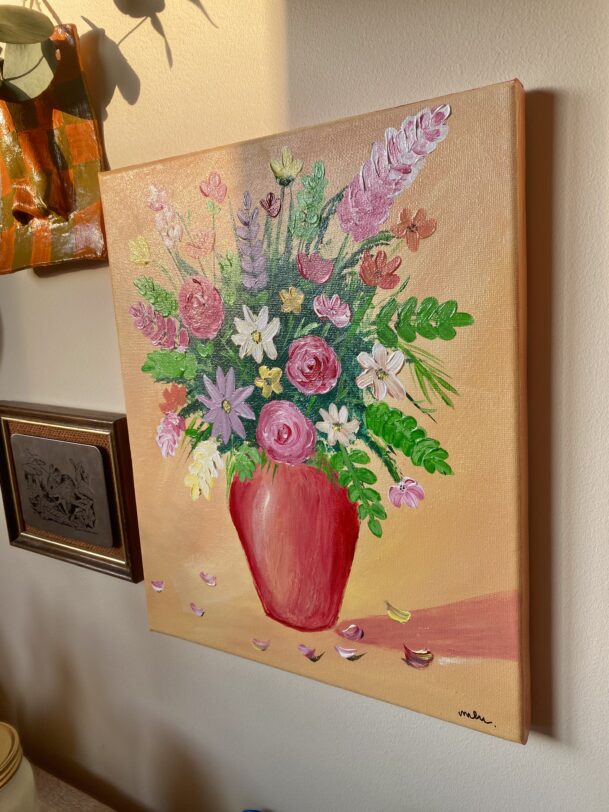 Flowers in the Yellow room - Original Acrylic Painting | Hand-Painted - Image 2