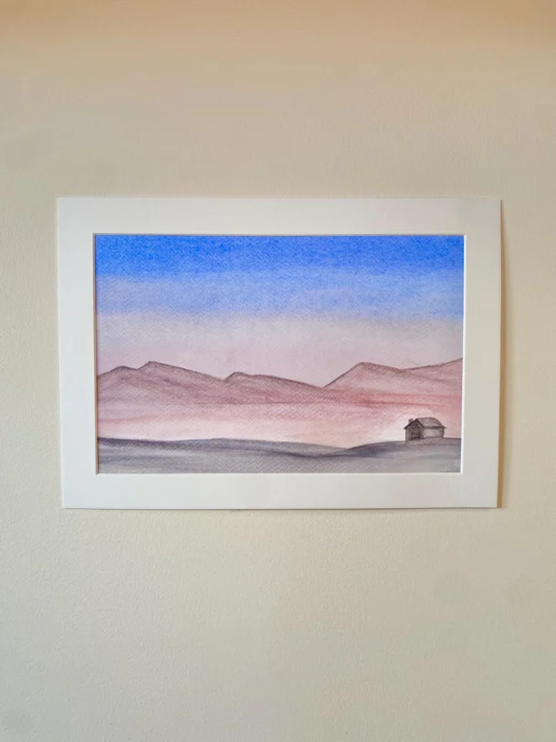 Little house by the mountains - Original A4 Watercolour Painting | Hand-Painted - Image 2